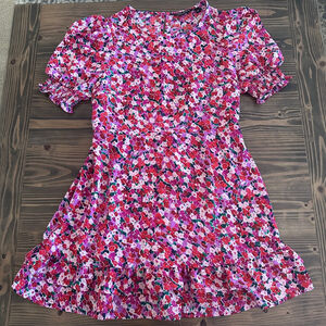 Dorothy Perkins Floral Mini Dress Women’s 14 Pink Puff Sleeve